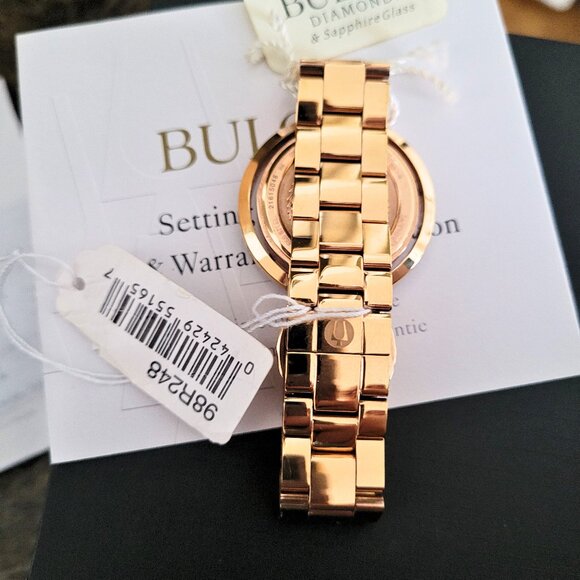 Bulova Women's 98R248 Diamond Rose Gold Watch - Picture 6 of 10